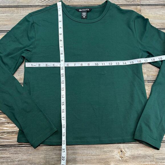 Forest Green Athleta Cotton Blend Long Sleeve XXS - Picture 5 of 5